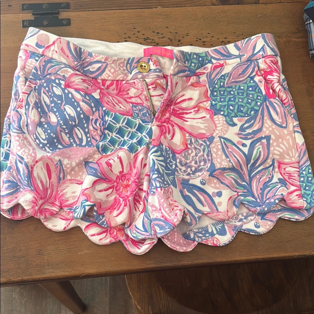 Lilly Pulitzer Pink and Blue High Waist Floral Shorts